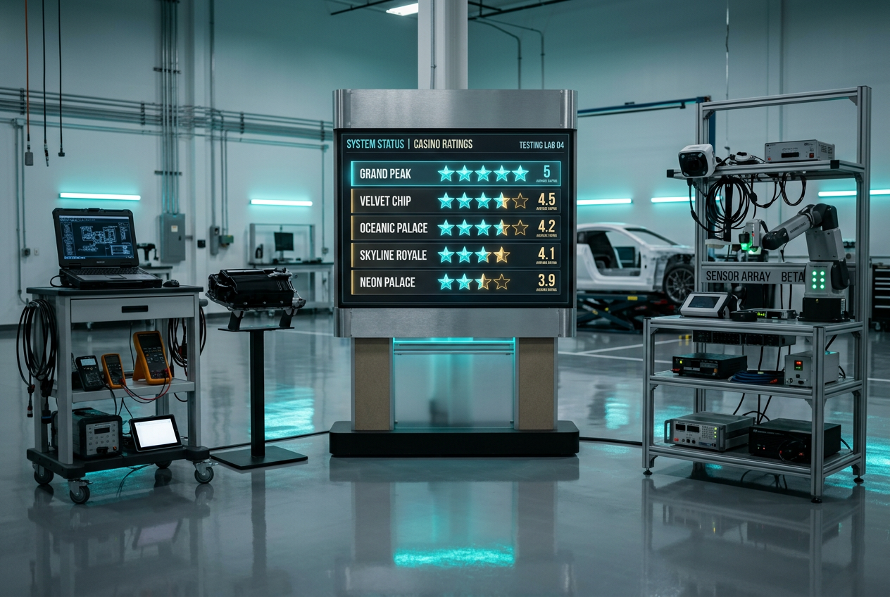 A digital ranking board for casinos in a high-tech laboratory setting.
